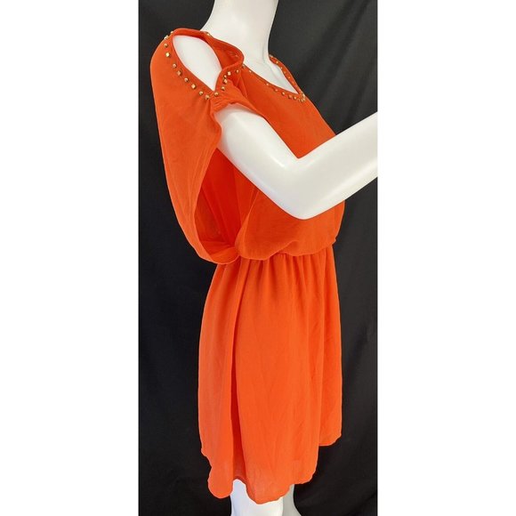 womens summer dress, size small by CHARMING CHARLIE, orange/gold, mini - Picture 4 of 12